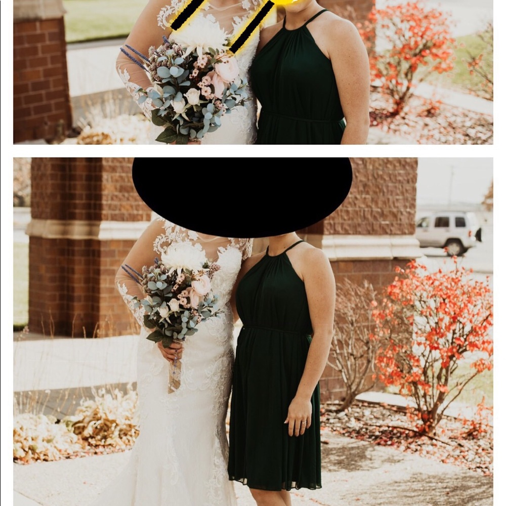 David’s Bridal Dress Juniper Green fits like a 4/6